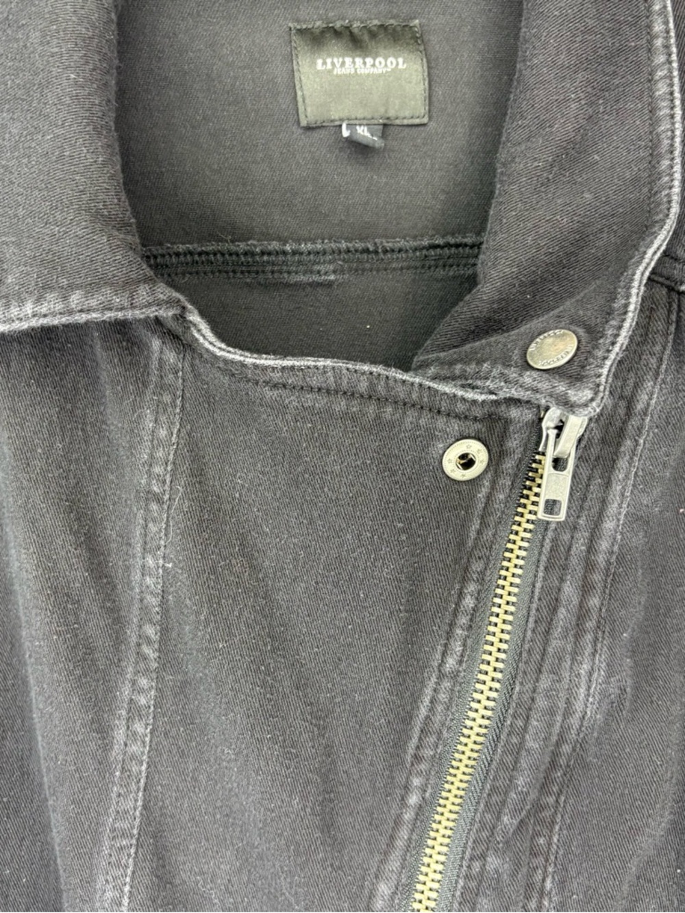 Liverpool Jeans Company Black Asymmetrical Zip Moto Jacket Size XL - Picture 5 of 10